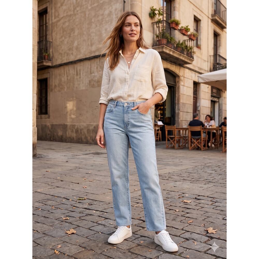 Seven7 Women's 12 Y2K Minimalist Staple‎ Soft Norm Loose Straight Denim Jeans - Picture 2 of 12